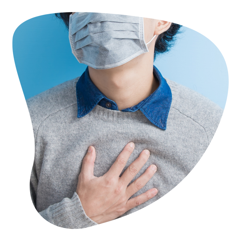 Do I have anxiety? | A person touches their chest. A common symptom of anxiety is heart pain or palpitations.